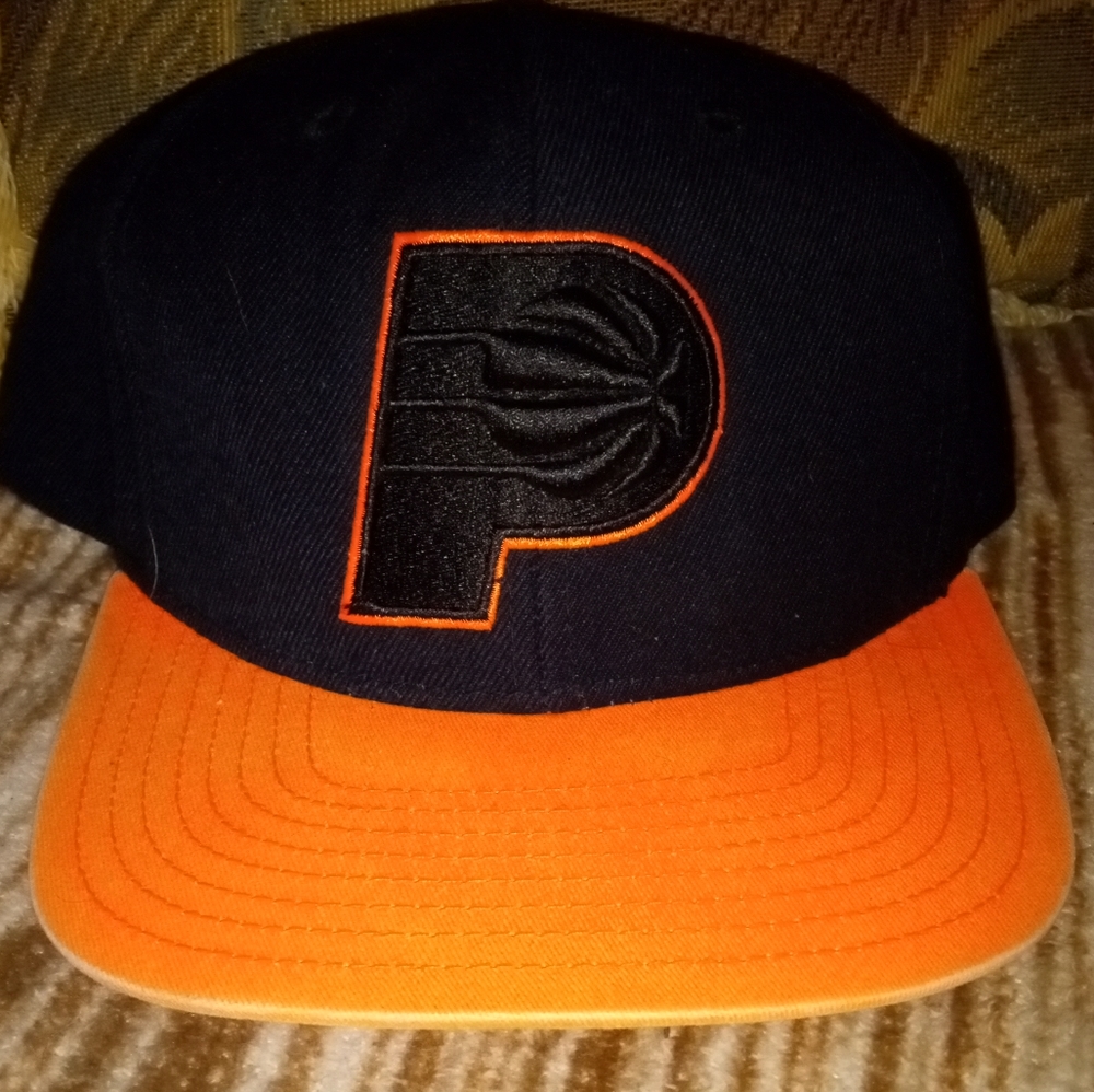 Indiana Pacers Adidas Snapback Big Logo Embroidery Orange & Black